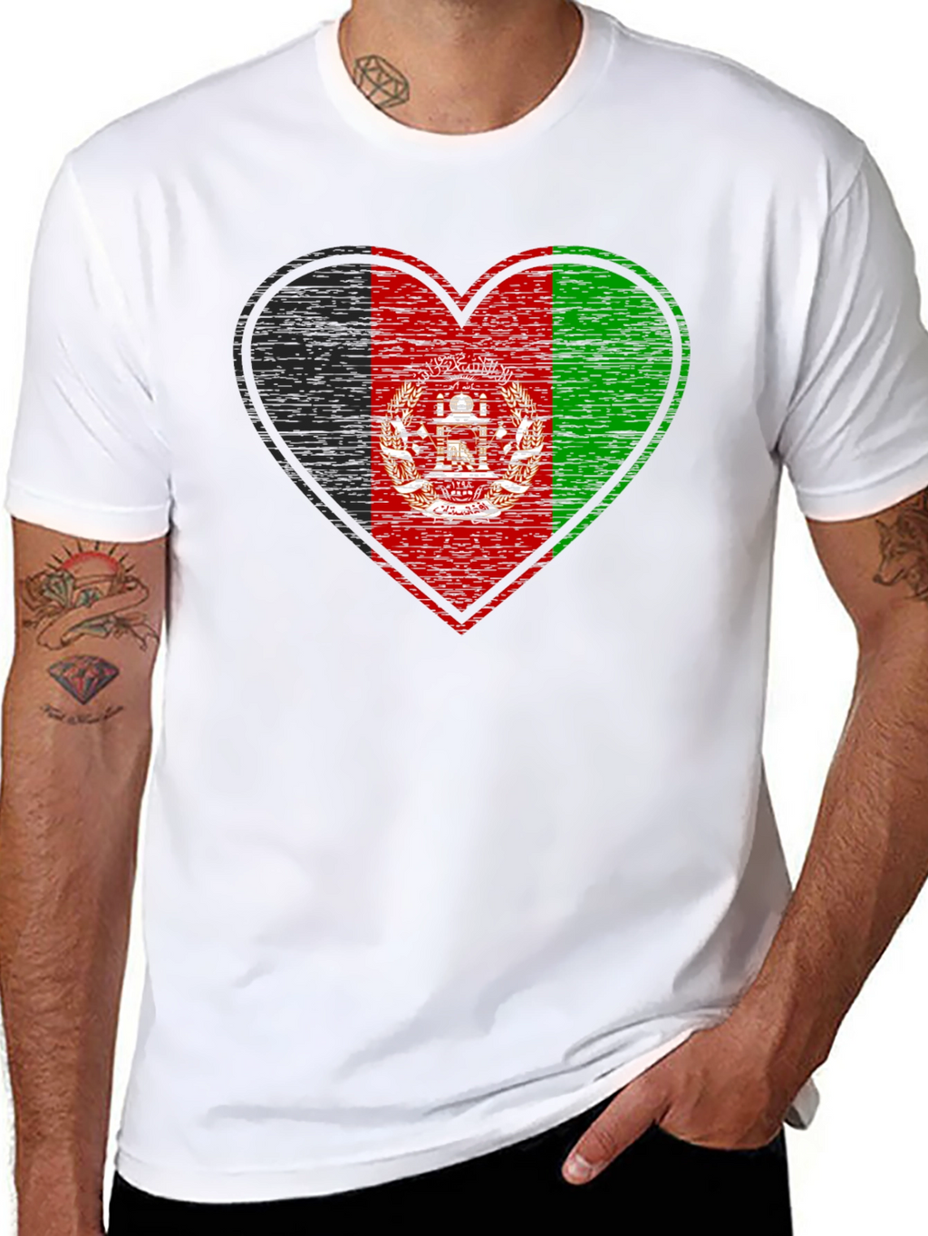 Afghanistan Flag Heart T-Shirt - Patriotic Graphic Tee