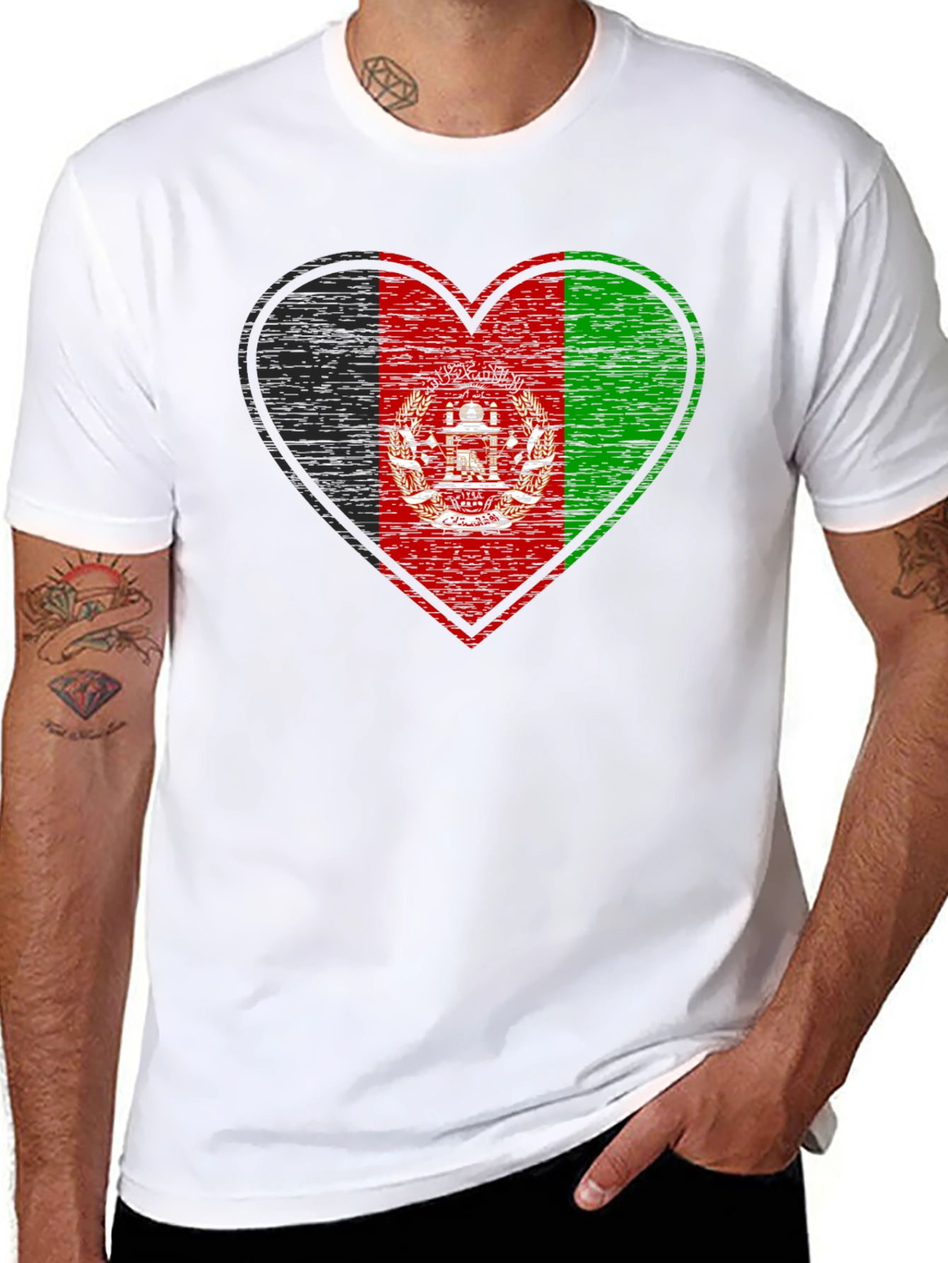 Afghanistan Flag Heart T-Shirt - Patriotic Graphic Tee