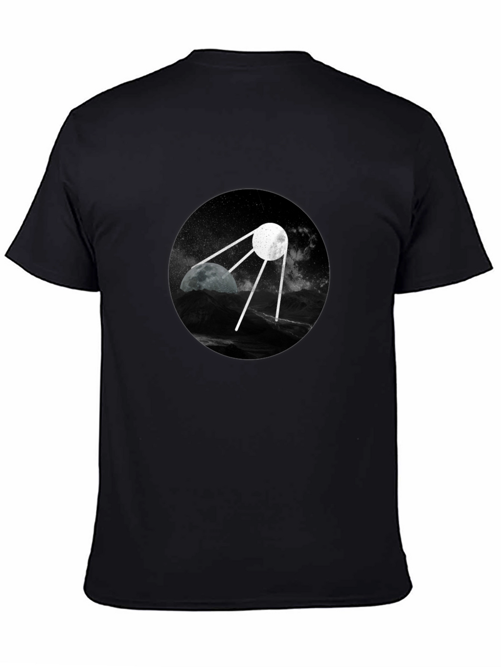 Space Satellite Graphic Black T-Shirt