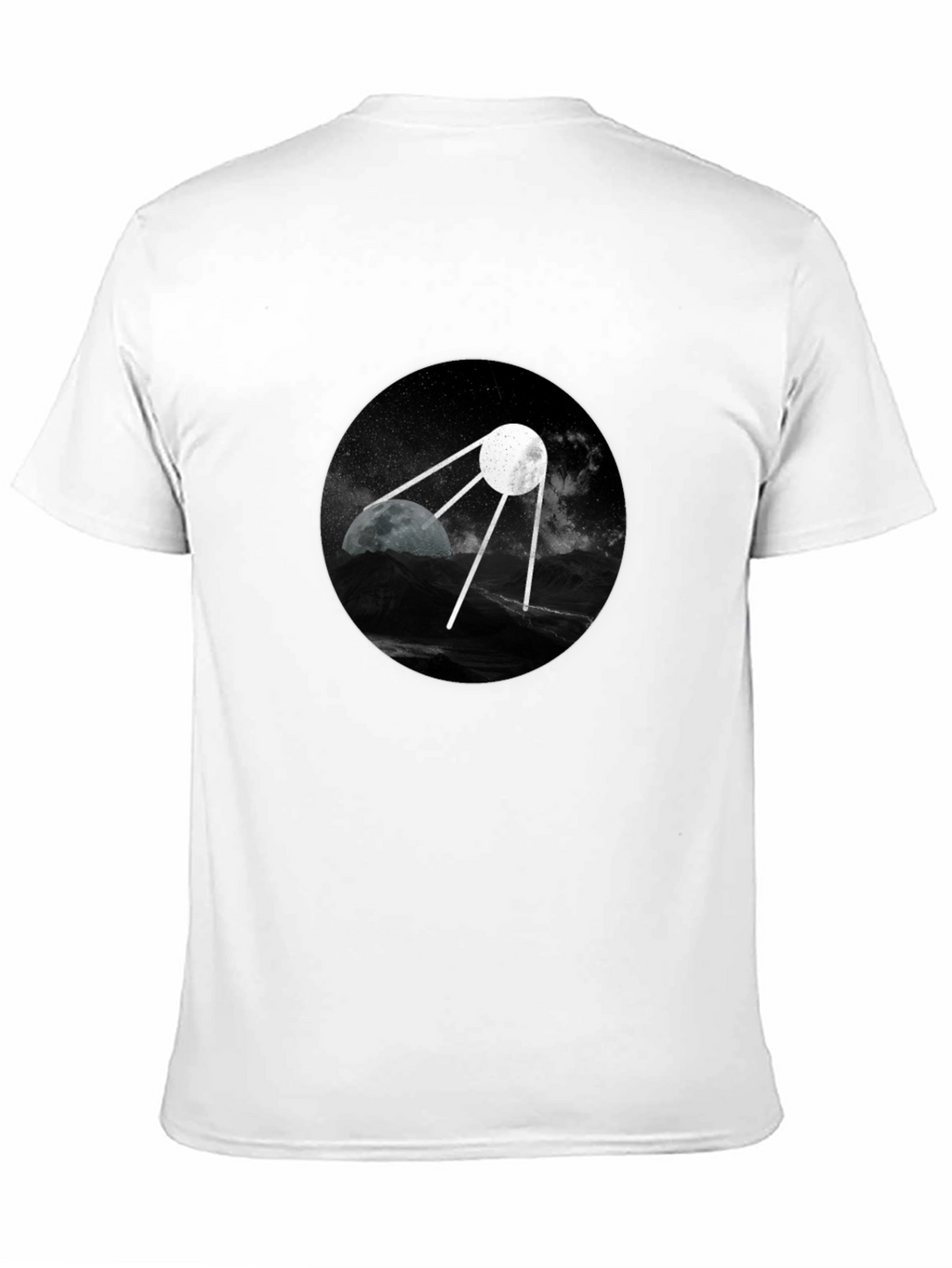 Space Satellite Graphic Black T-Shirt
