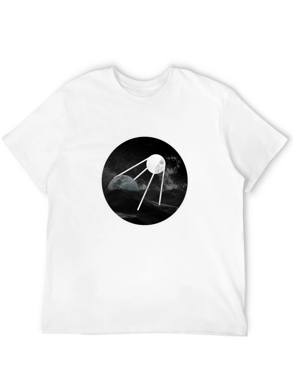 Space Satellite Graphic Black T-Shirt