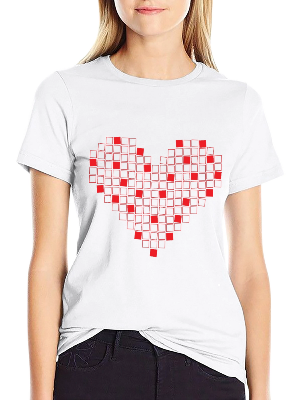 Pixel Heart Graphic T-Shirt - Black