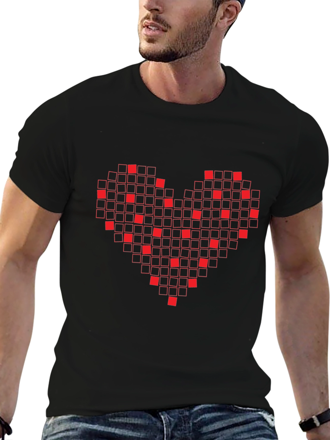 Pixel Heart Graphic T-Shirt - Black