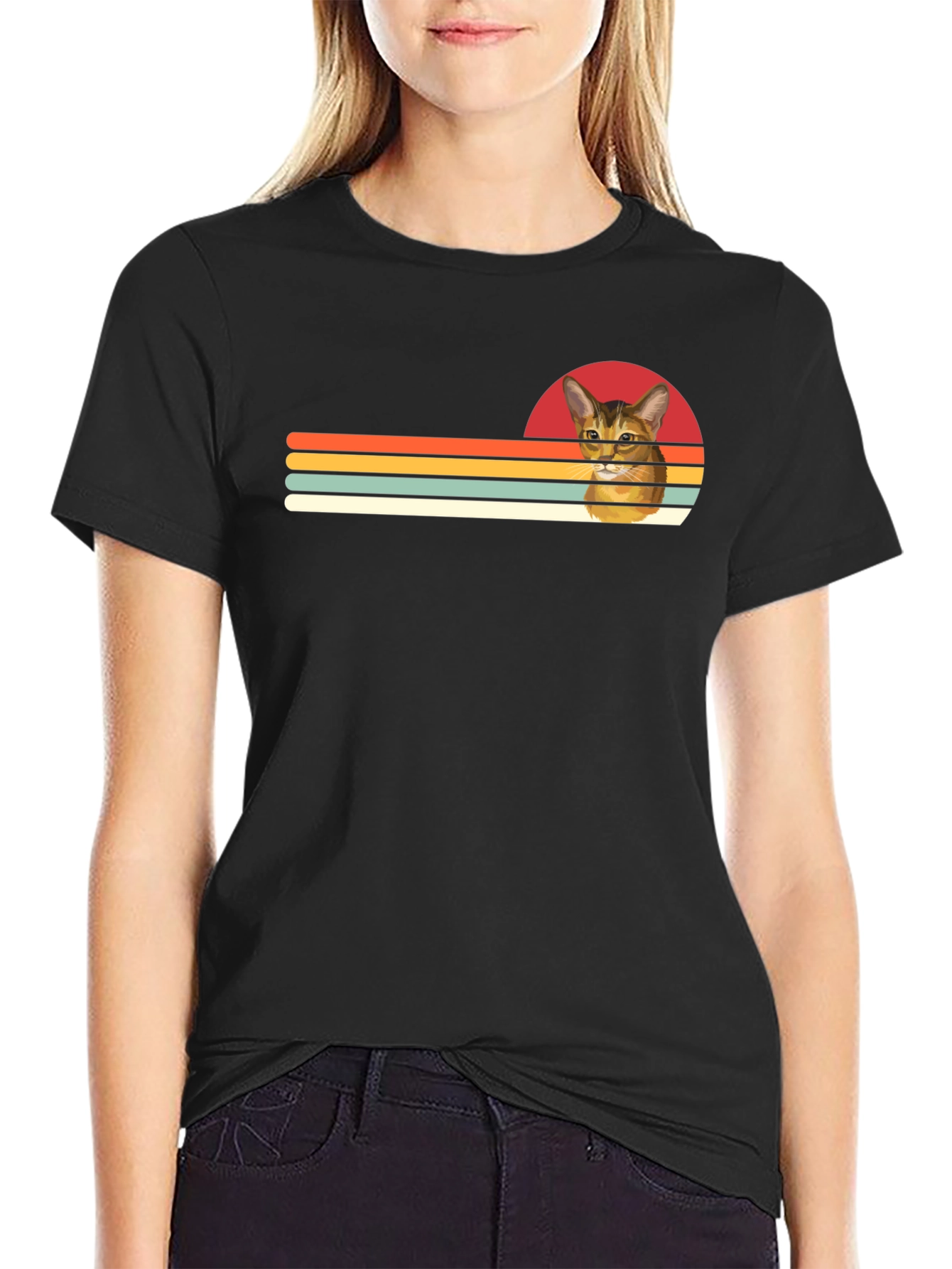 Retro Cat Graphic Tee - Vintage Style T-Shirt