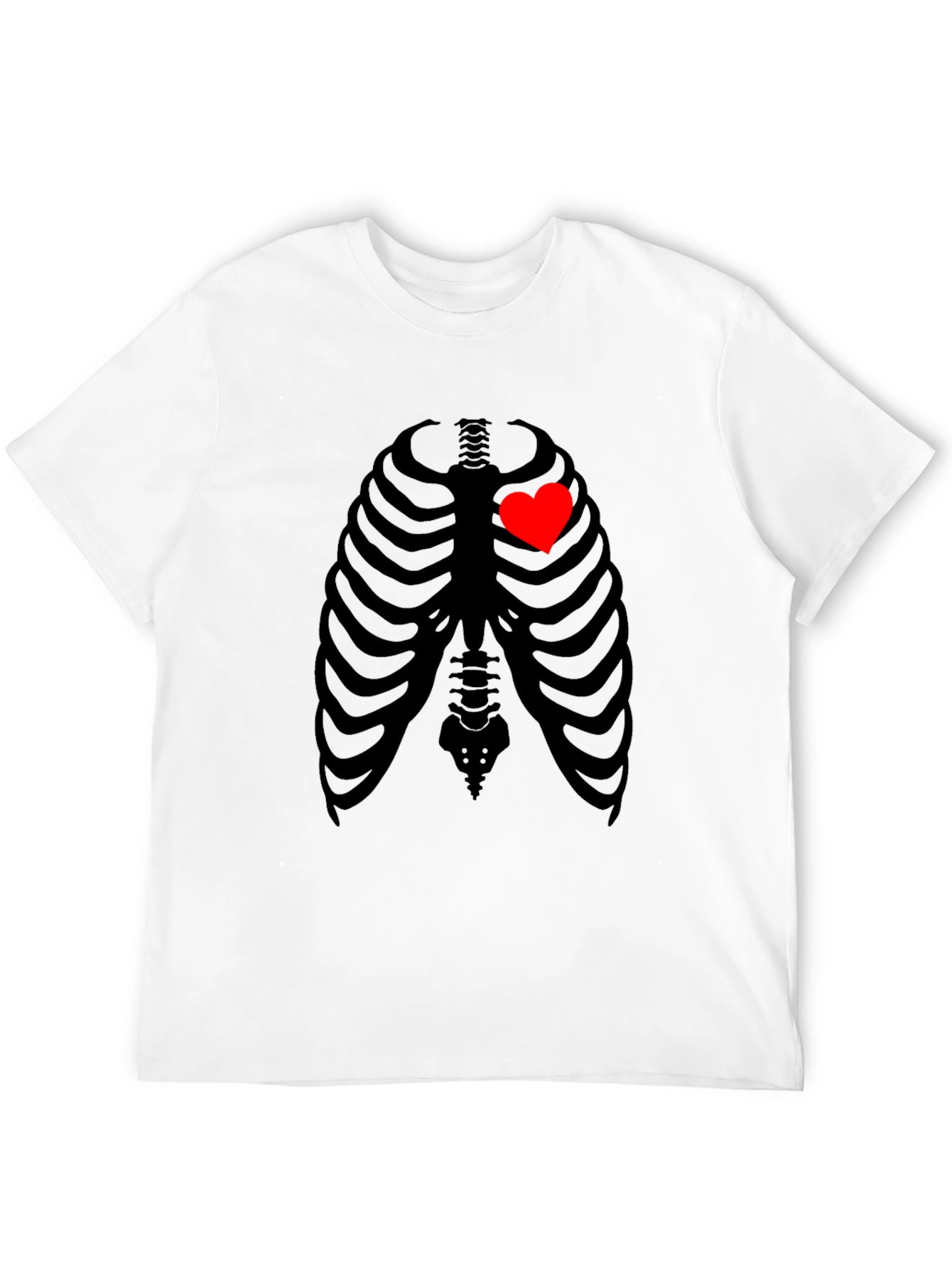Heart Rib Cage Graphic T-Shirt - Unique Skeleton Design