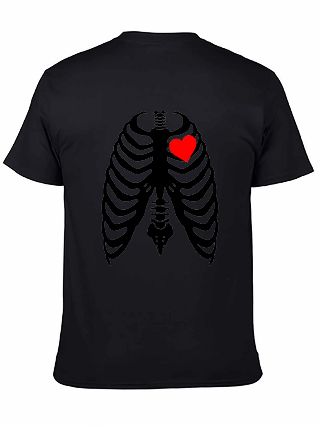Heart Rib Cage Graphic T-Shirt - Unique Skeleton Design