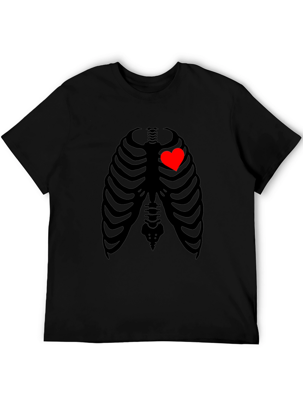Heart Rib Cage Graphic T-Shirt - Unique Skeleton Design