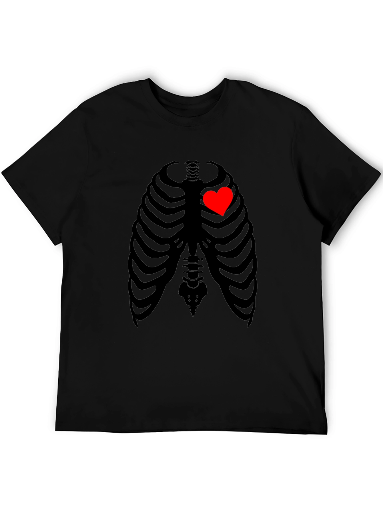 Heart Rib Cage Graphic T-Shirt - Unique Skeleton Design