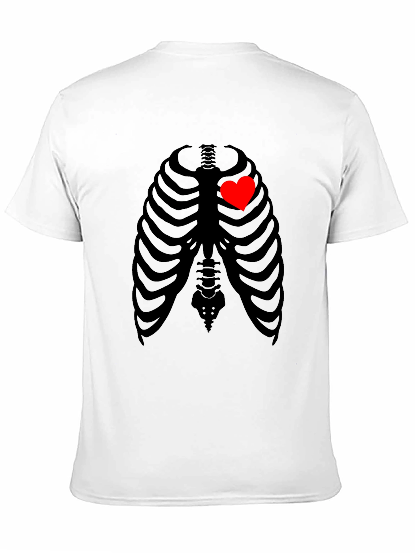 Heart Rib Cage Graphic T-Shirt - Unique Skeleton Design