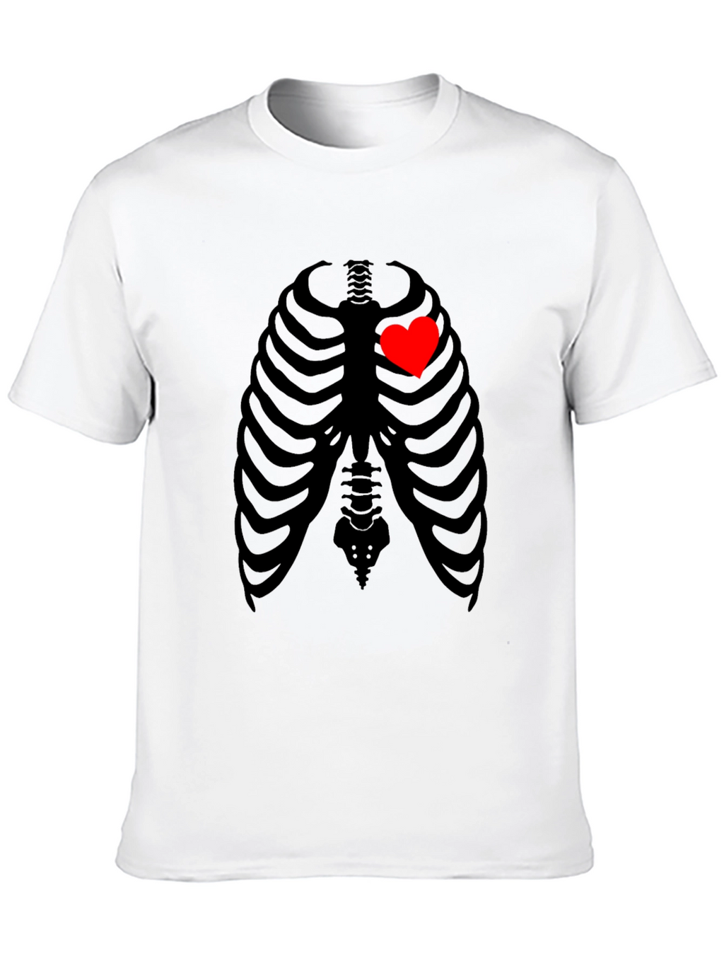 Heart Rib Cage Graphic T-Shirt - Unique Skeleton Design