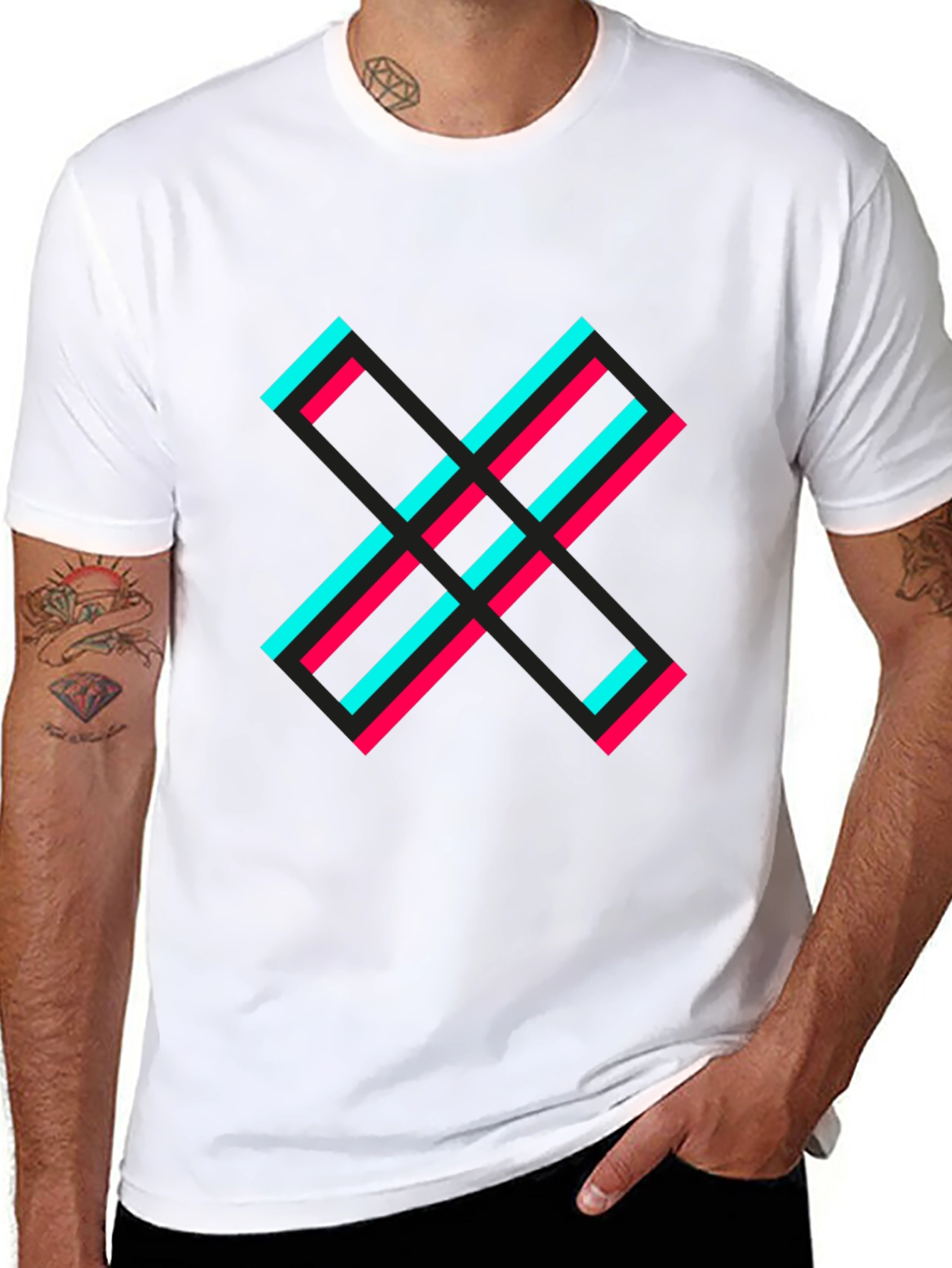Bold Graphic Tee - Black with Modern X Design