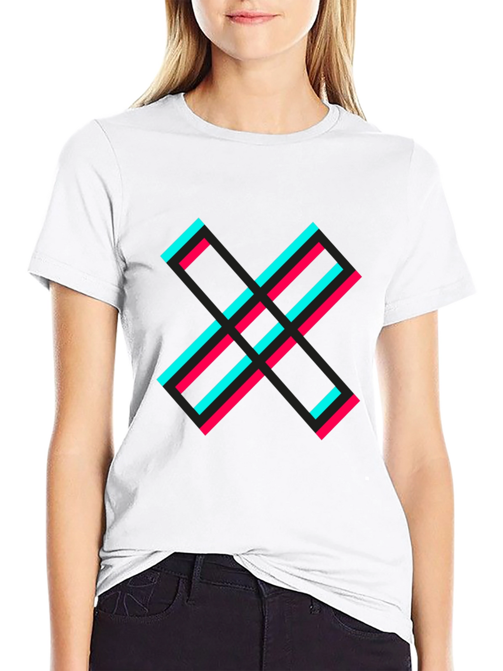 Bold Graphic Tee - Black with Modern X Design