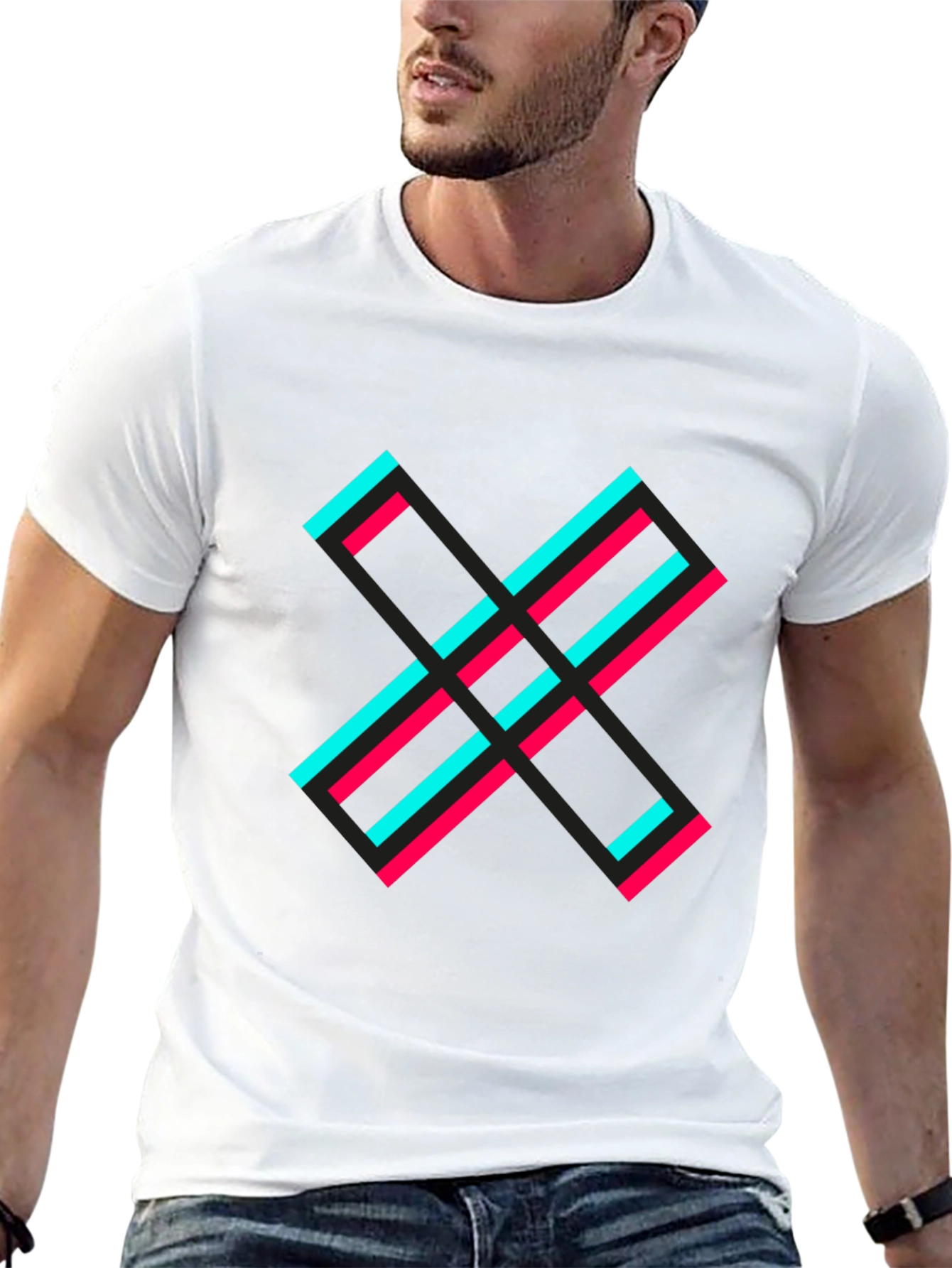 Bold Graphic Tee - Black with Modern X Design