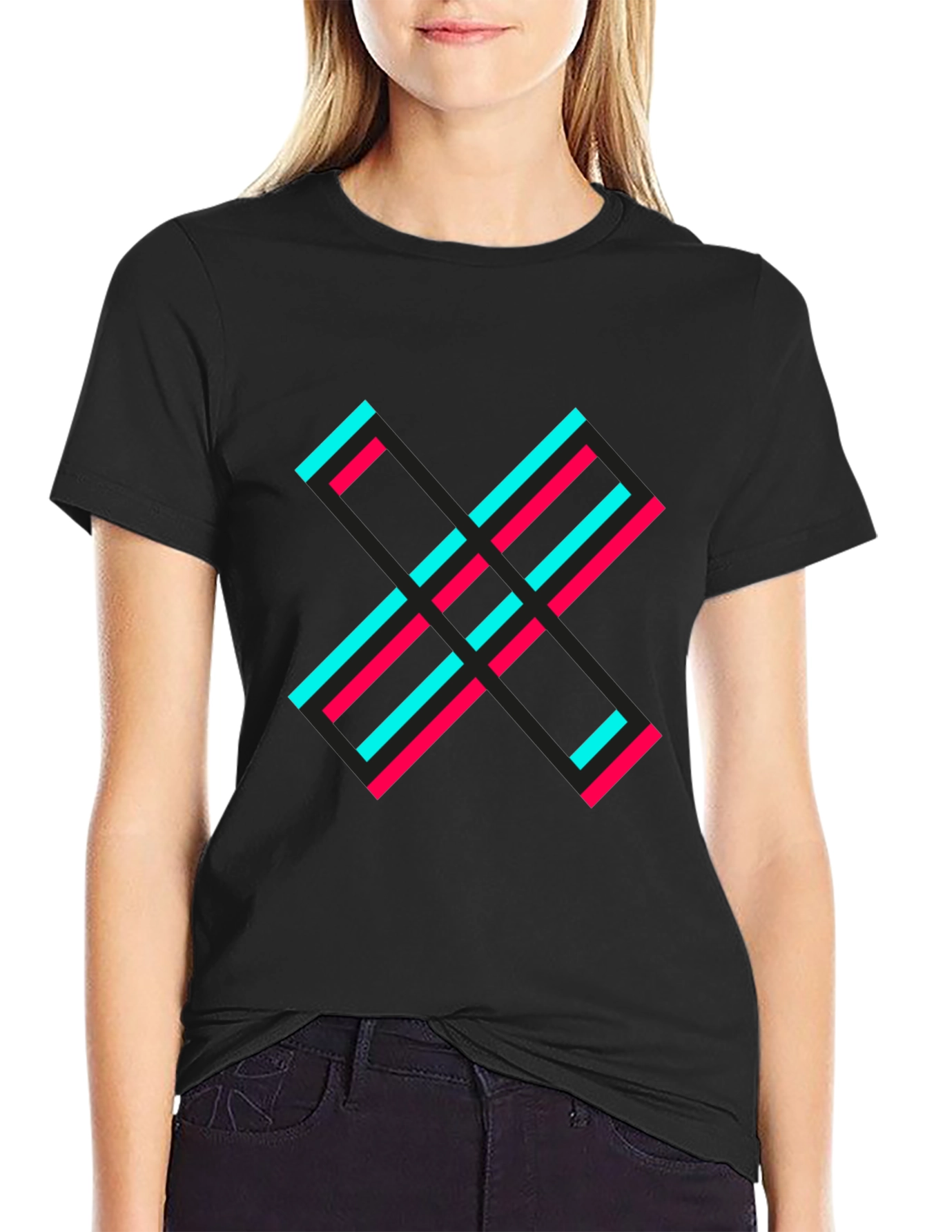 Bold Graphic Tee - Black with Modern X Design