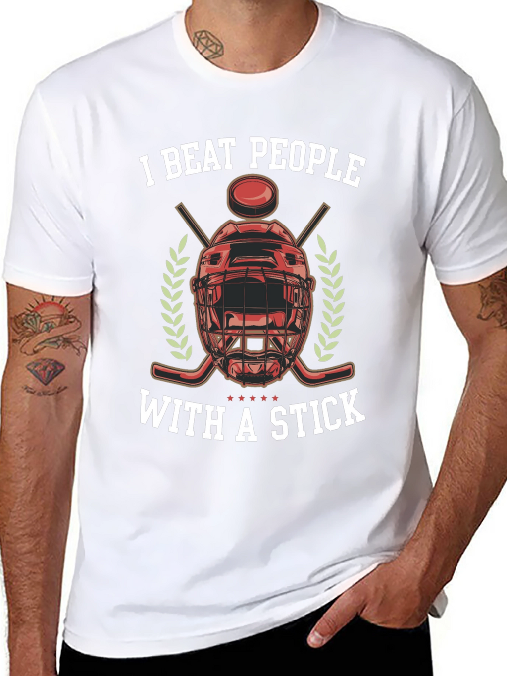 I Beat People With a Stick Hockey T-Shirt