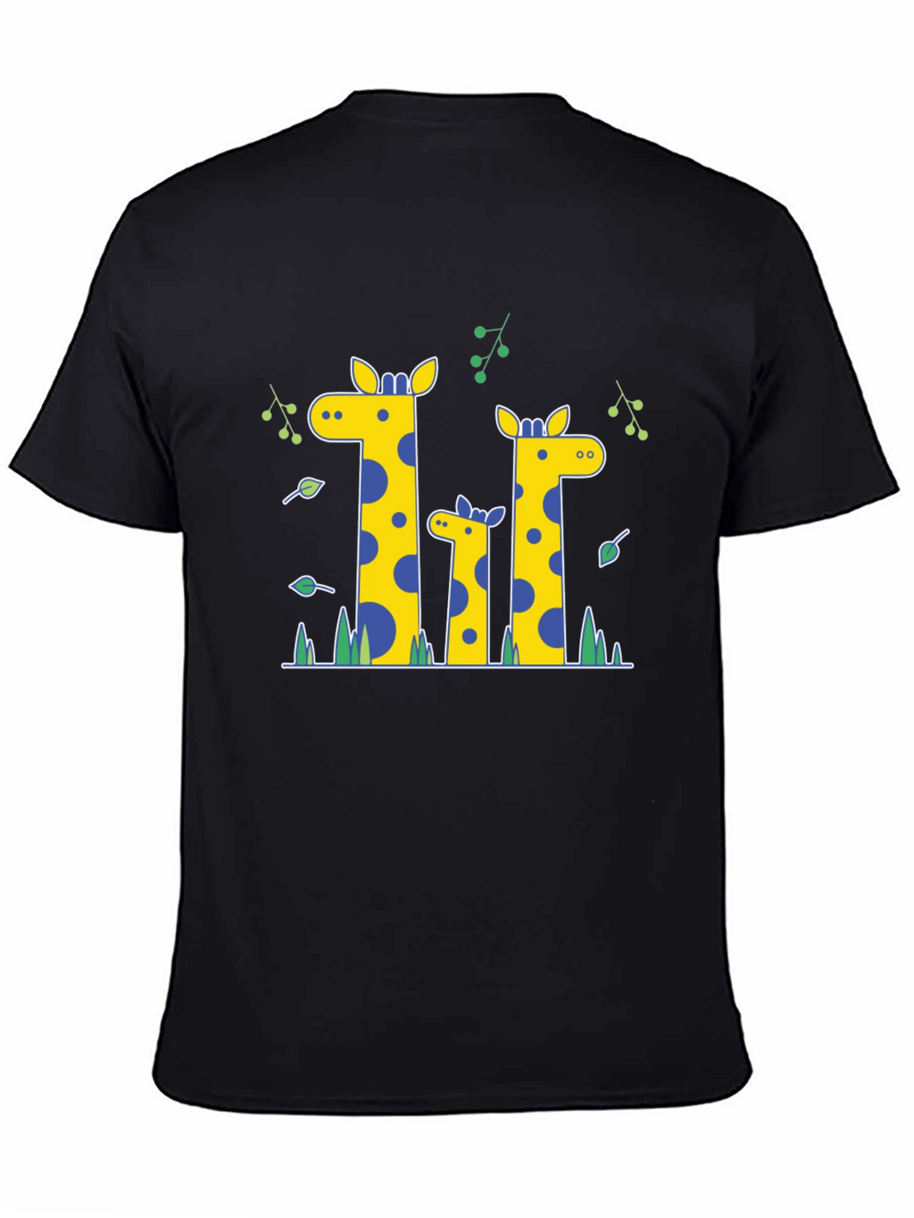 Giraffe Family Print Black T-Shirt