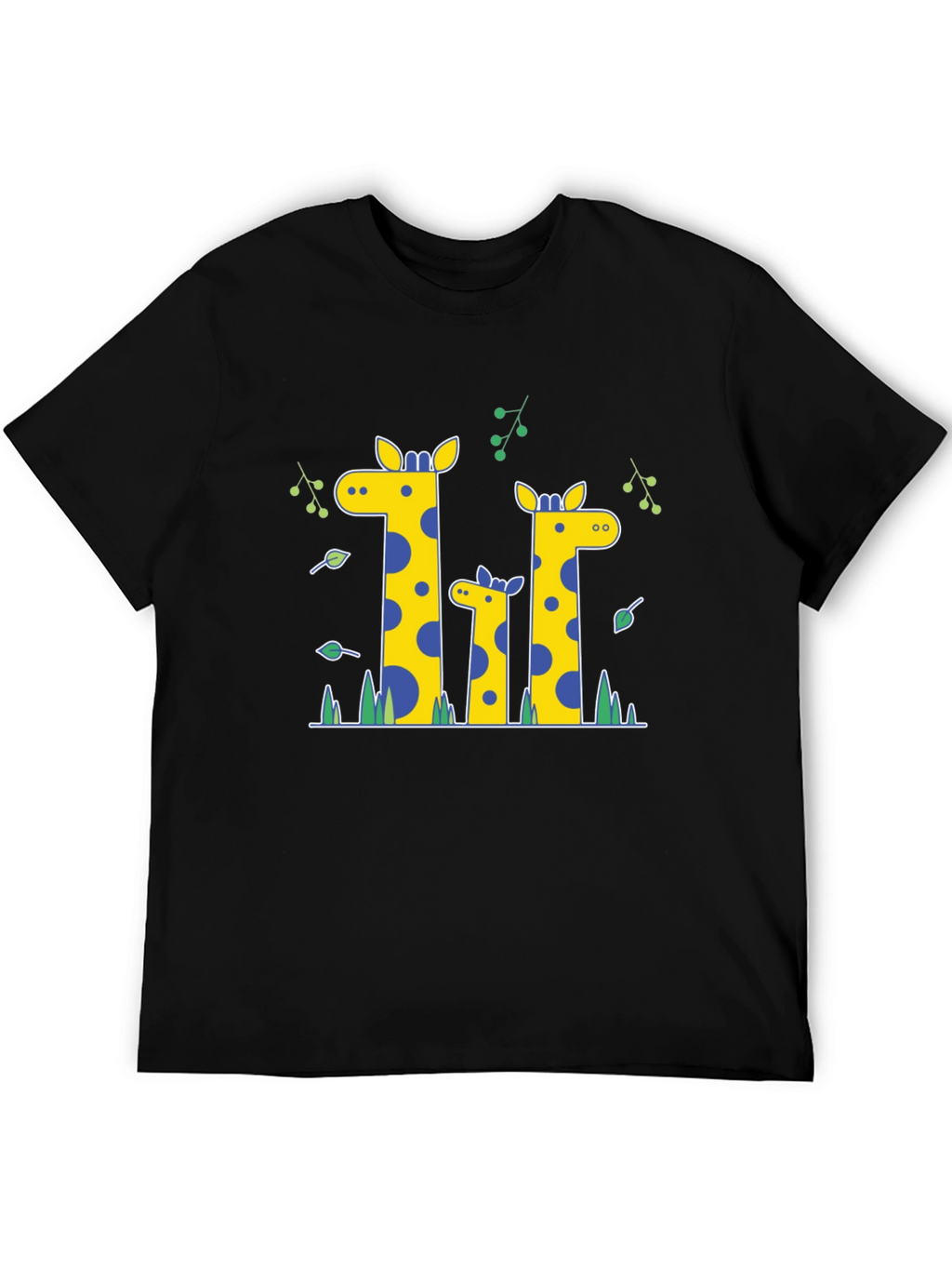 Giraffe Family Print Black T-Shirt