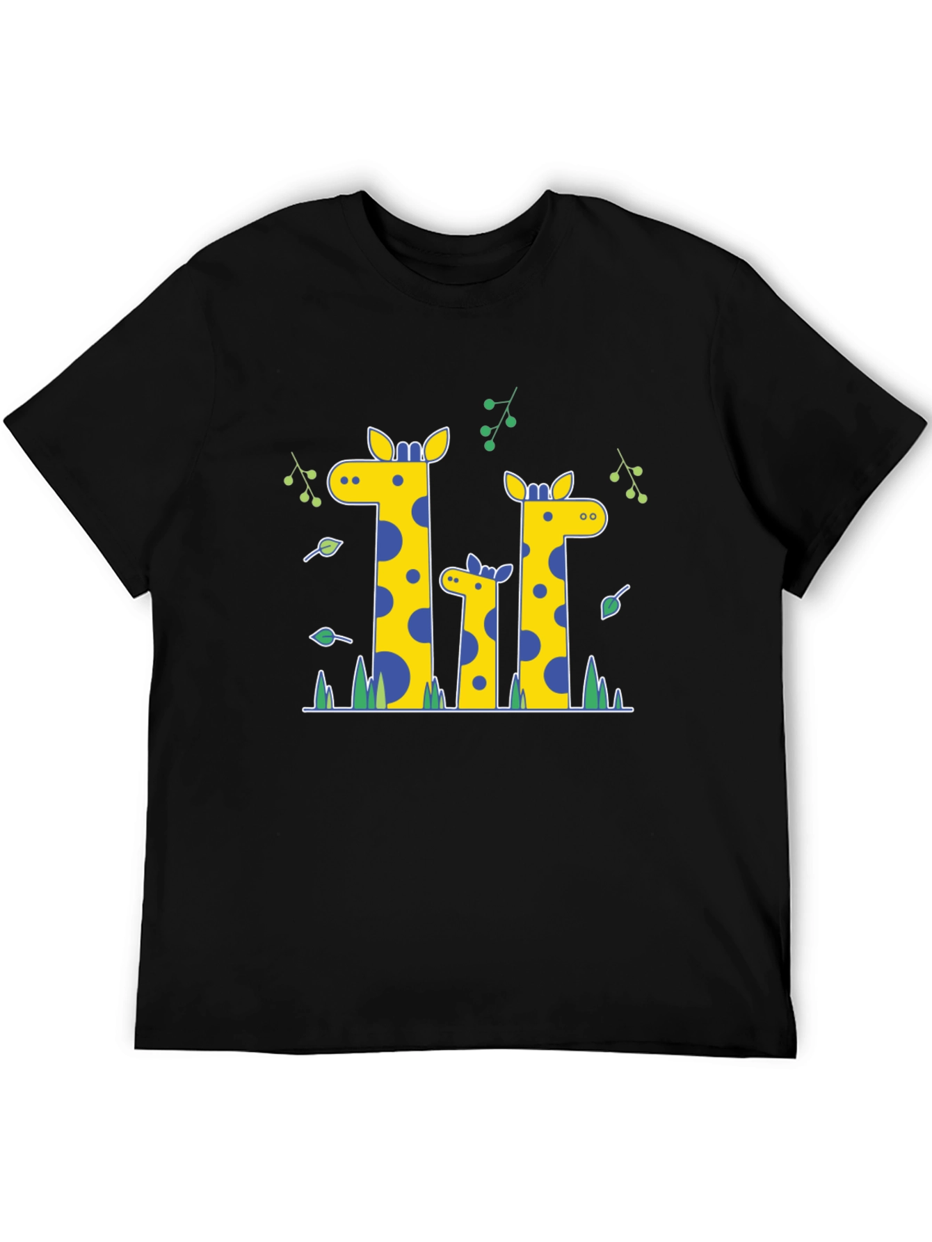 Giraffe Family Print Black T-Shirt