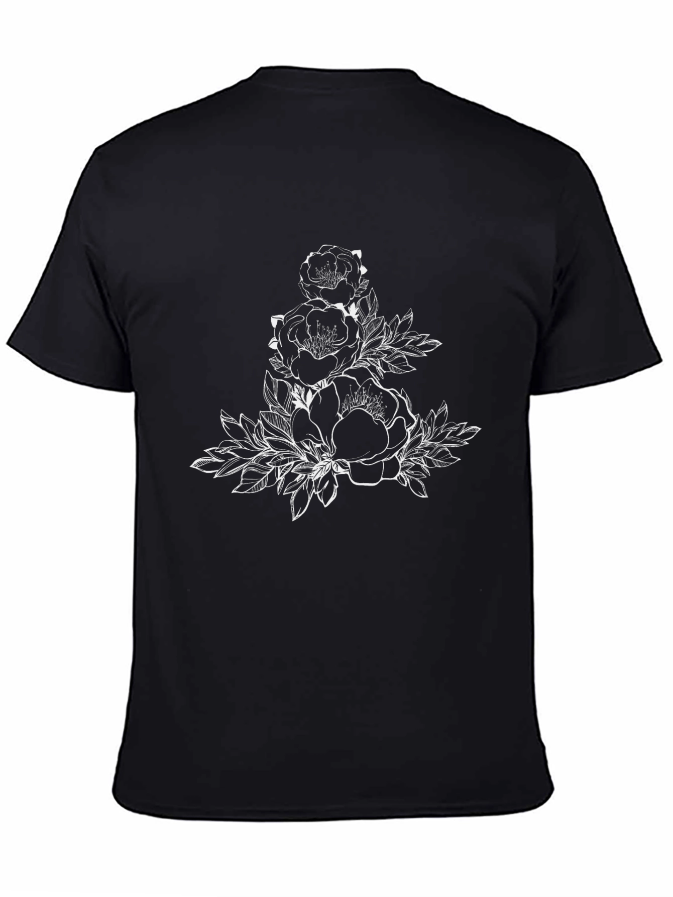 Black Floral Graphic Tee - Stylish Mens T-Shirt