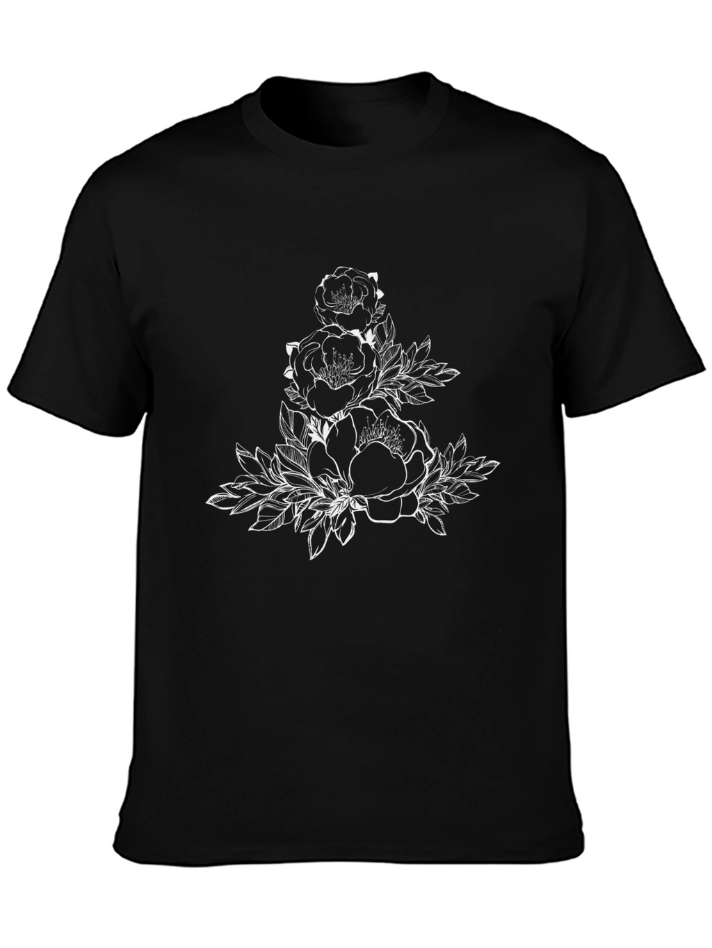 Black Floral Graphic Tee - Stylish Mens T-Shirt