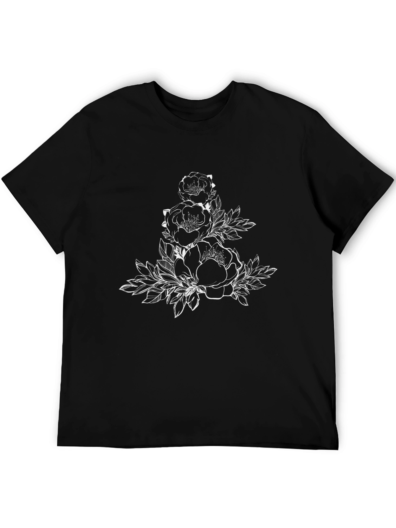 Black Floral Graphic Tee - Stylish Mens T-Shirt