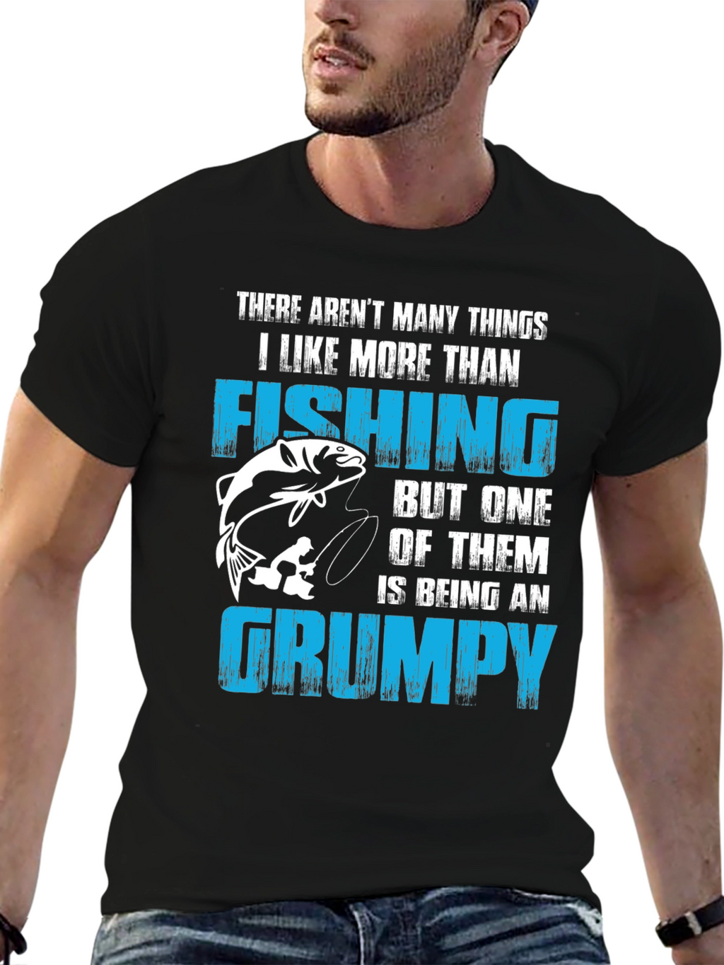 Fishing & Grumpy Mens Black T-Shirt