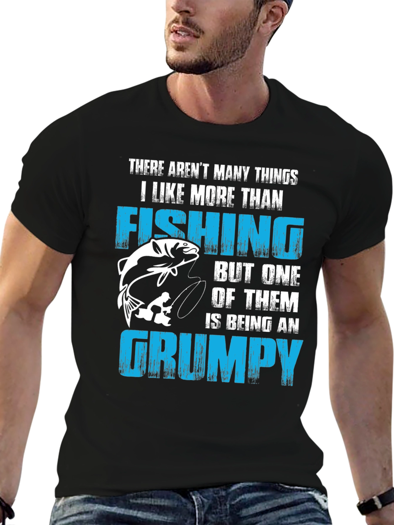 Fishing & Grumpy Mens Black T-Shirt