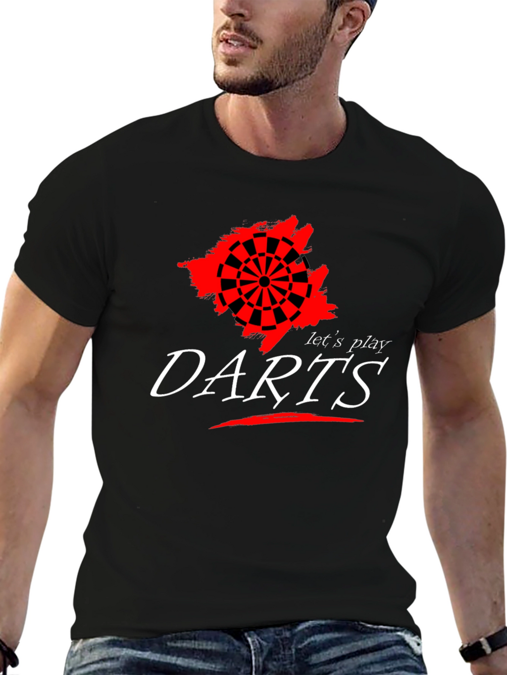 Lets Play Darts Graphic Tee - Black Cotton T-Shirt