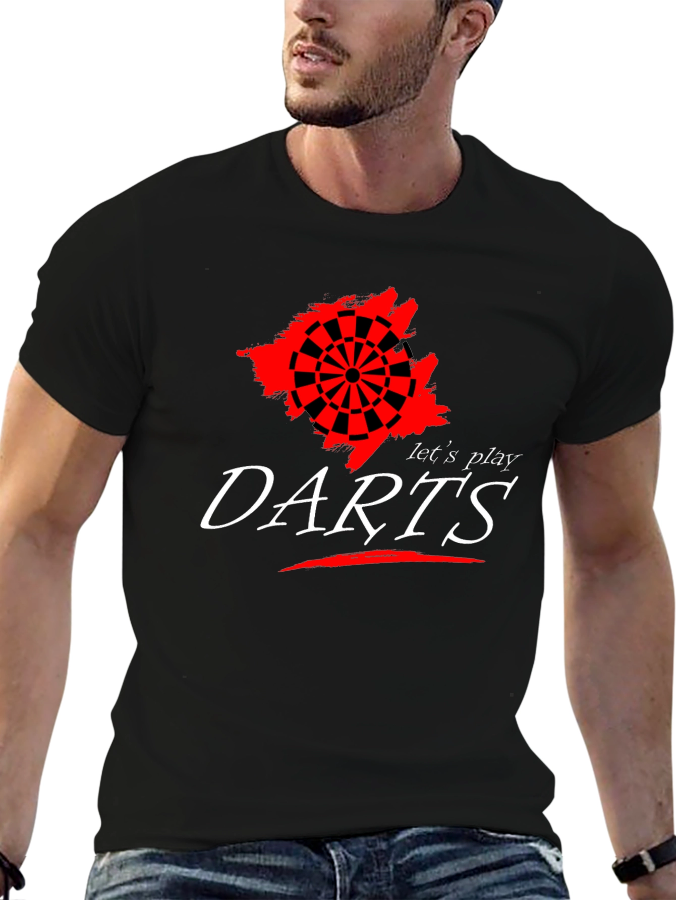 Lets Play Darts Graphic Tee - Black Cotton T-Shirt