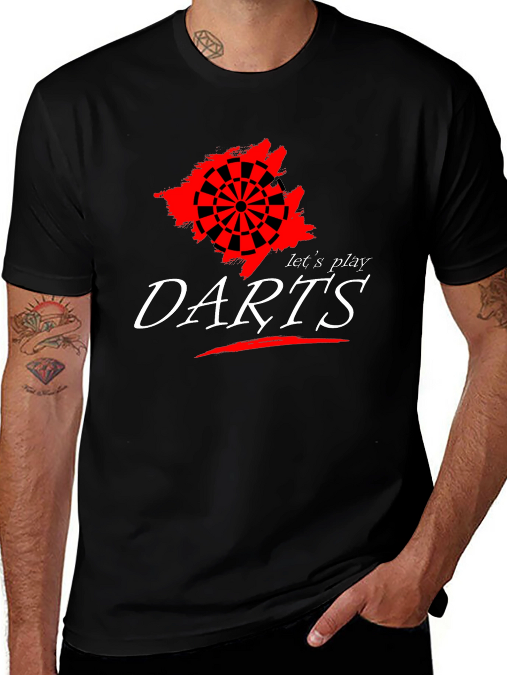 Lets Play Darts Graphic Tee - Black Cotton T-Shirt