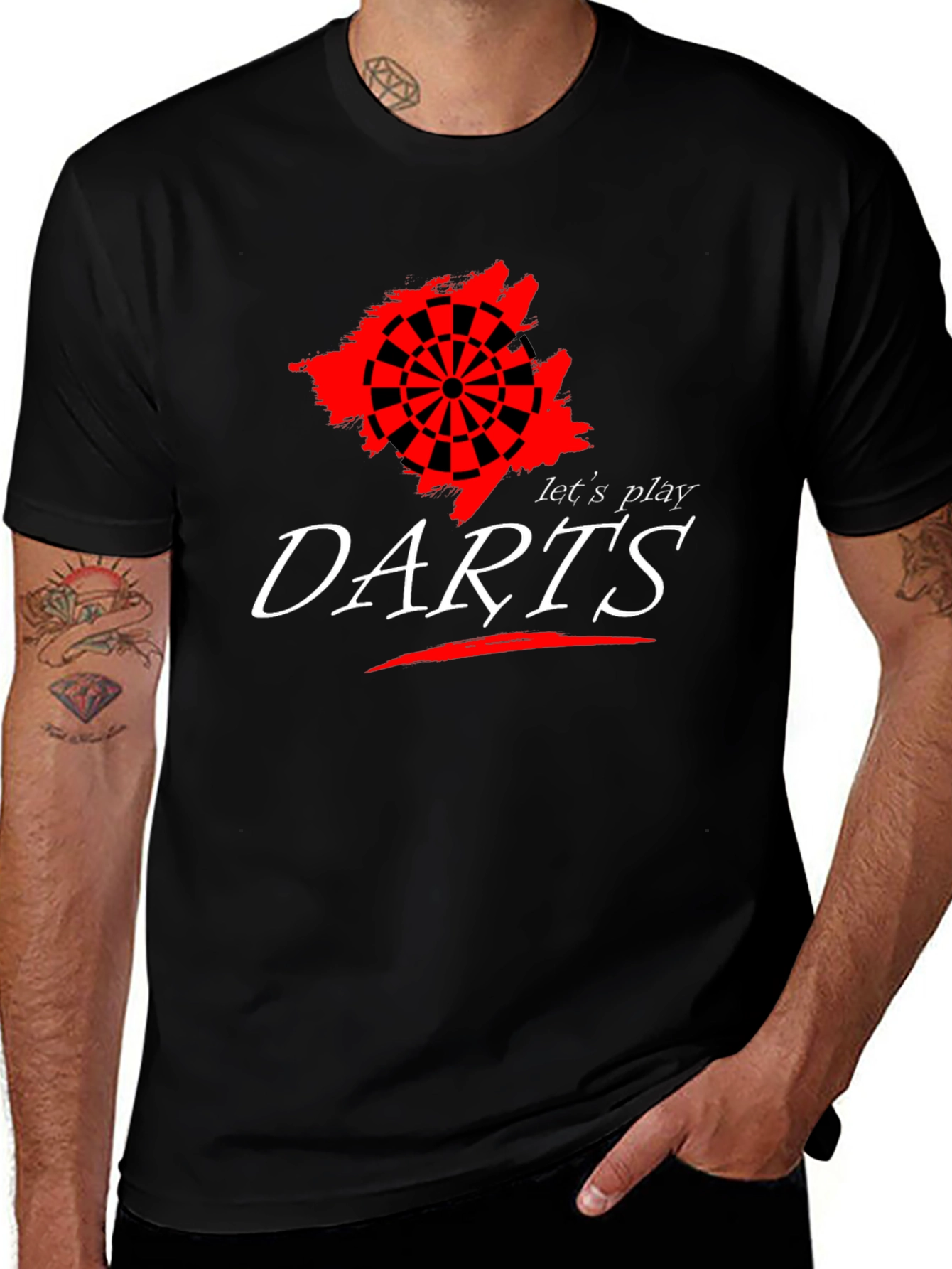 Lets Play Darts Graphic Tee - Black Cotton T-Shirt