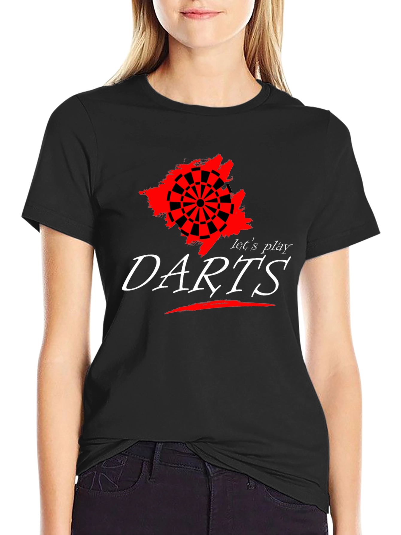 Lets Play Darts Graphic Tee - Black Cotton T-Shirt