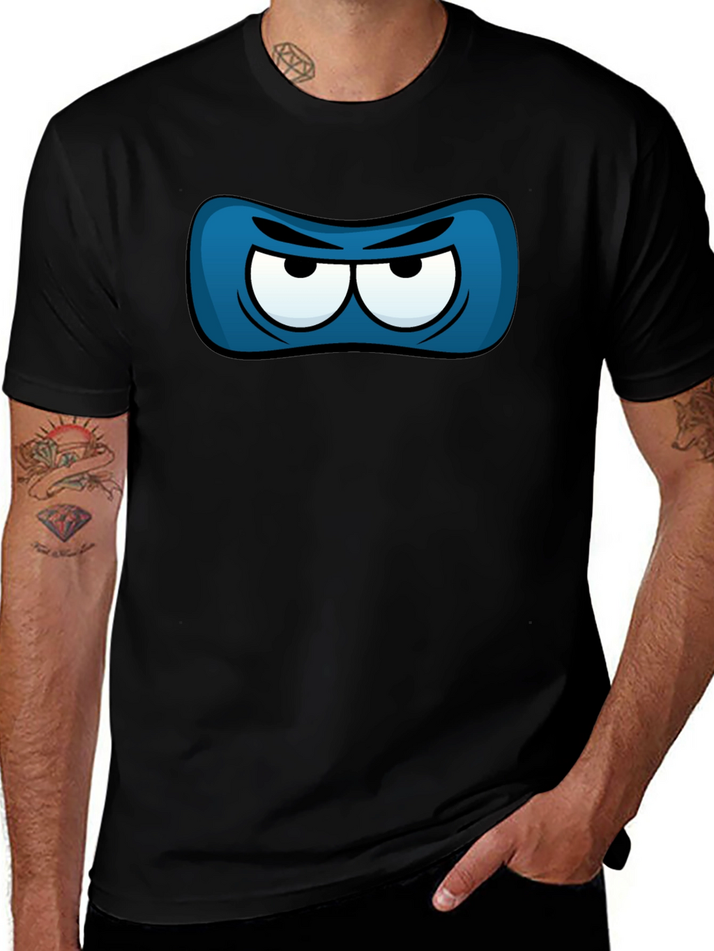 Ninja Eye Mask Graphic Tee - Black Cotton T-Shirt