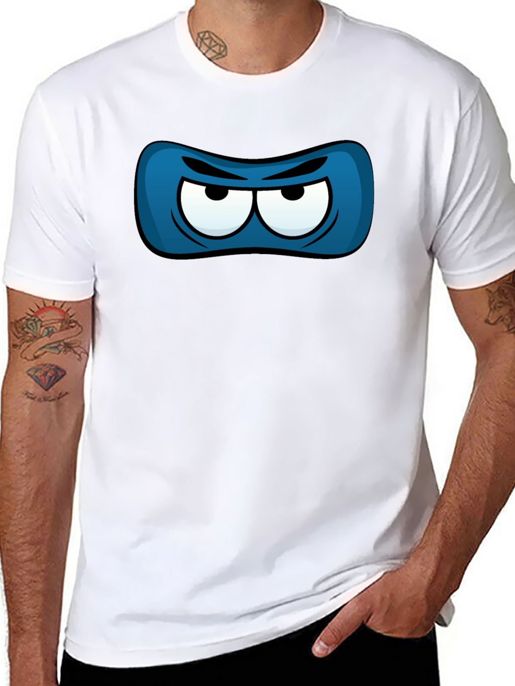 Ninja Eye Mask Graphic Tee - Black Cotton T-Shirt