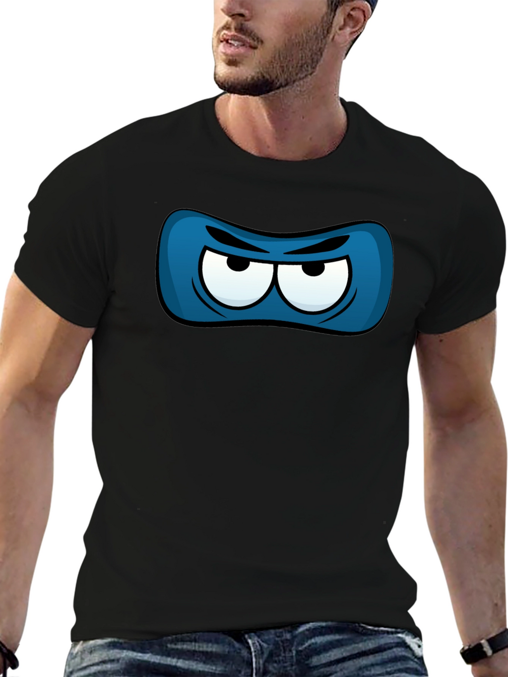 Ninja Eye Mask Graphic Tee - Black Cotton T-Shirt