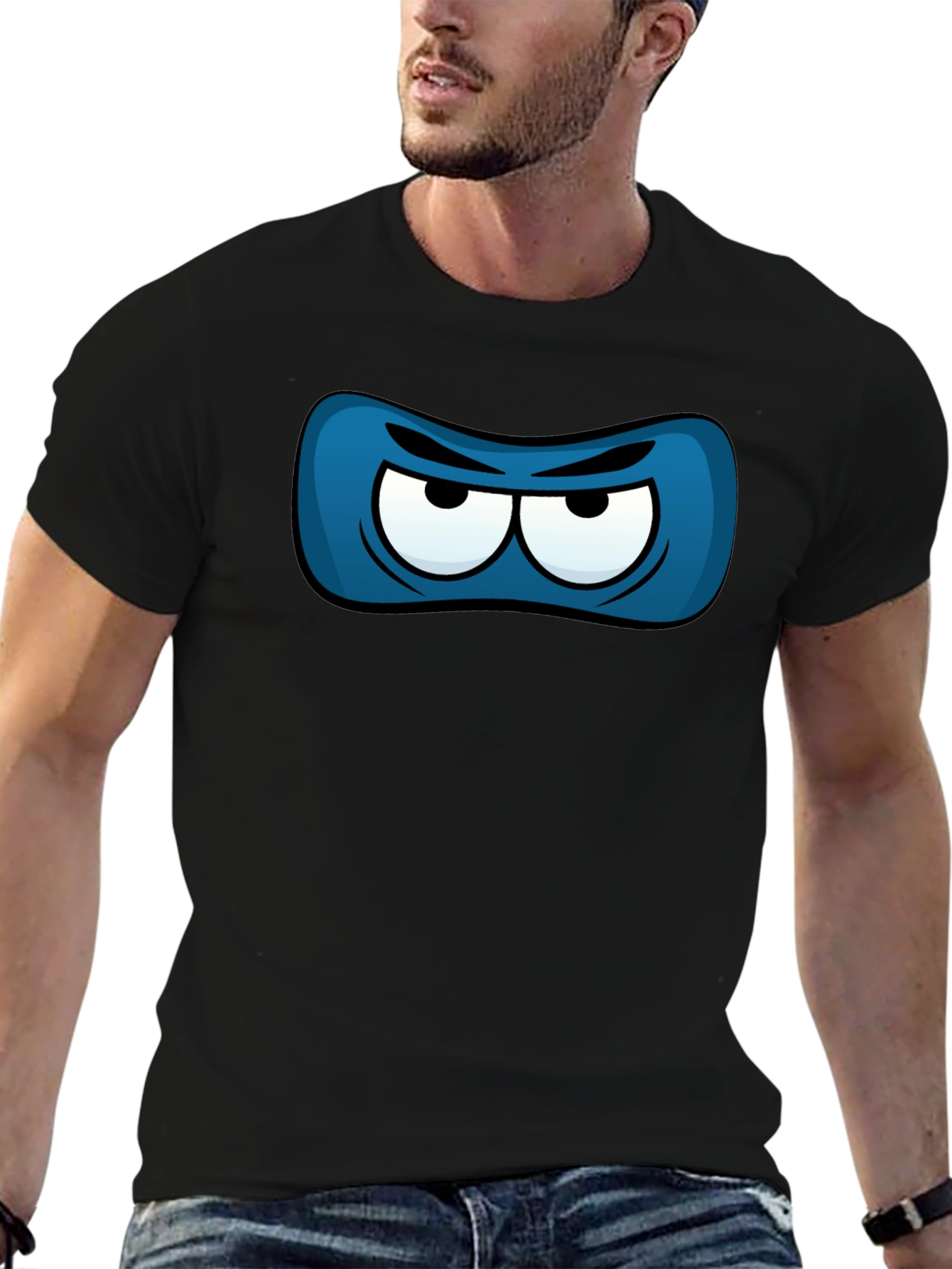Ninja Eye Mask Graphic Tee - Black Cotton T-Shirt