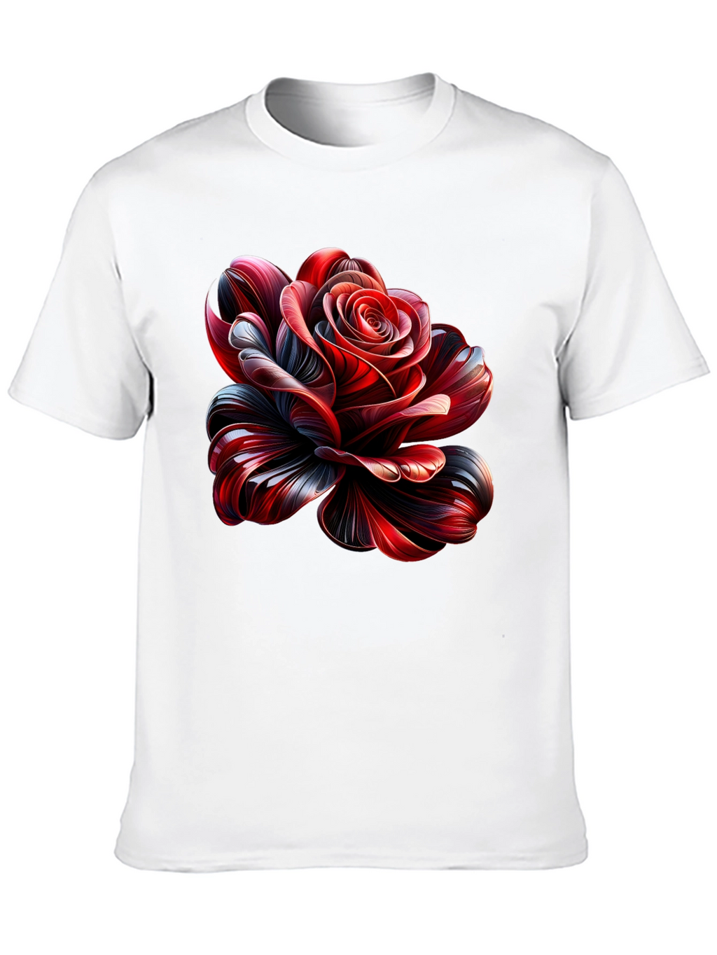 Elegant Rose Graphic Black T-Shirt