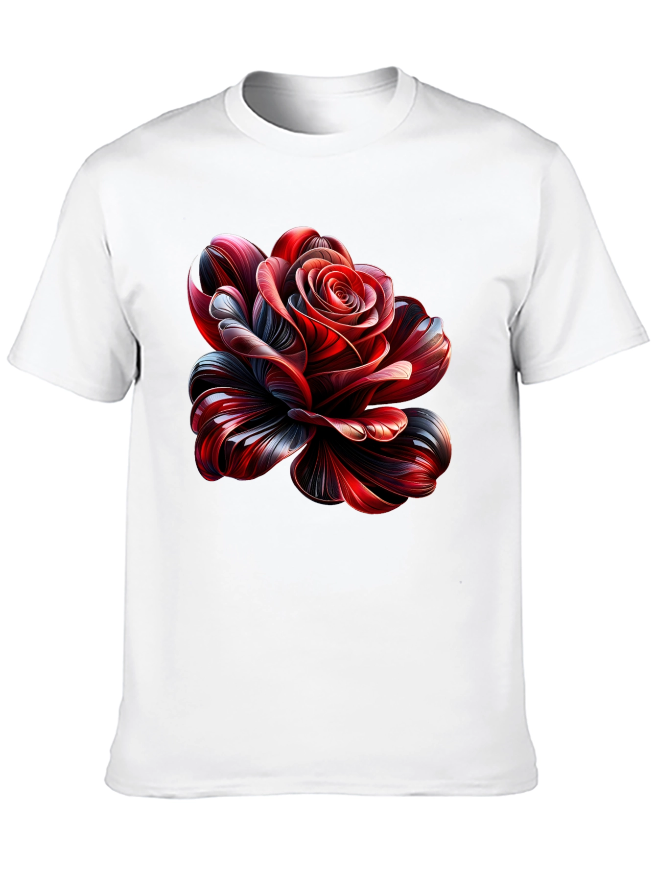 Elegant Rose Graphic Black T-Shirt