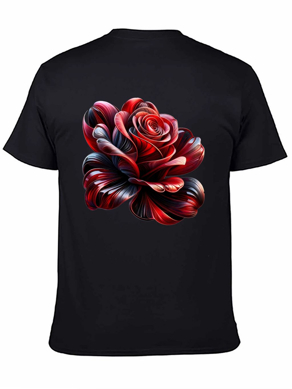 Elegant Rose Graphic Black T-Shirt