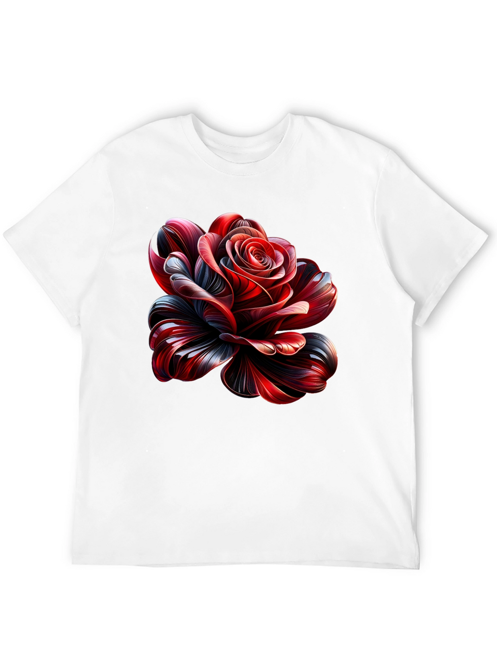 Elegant Rose Graphic Black T-Shirt