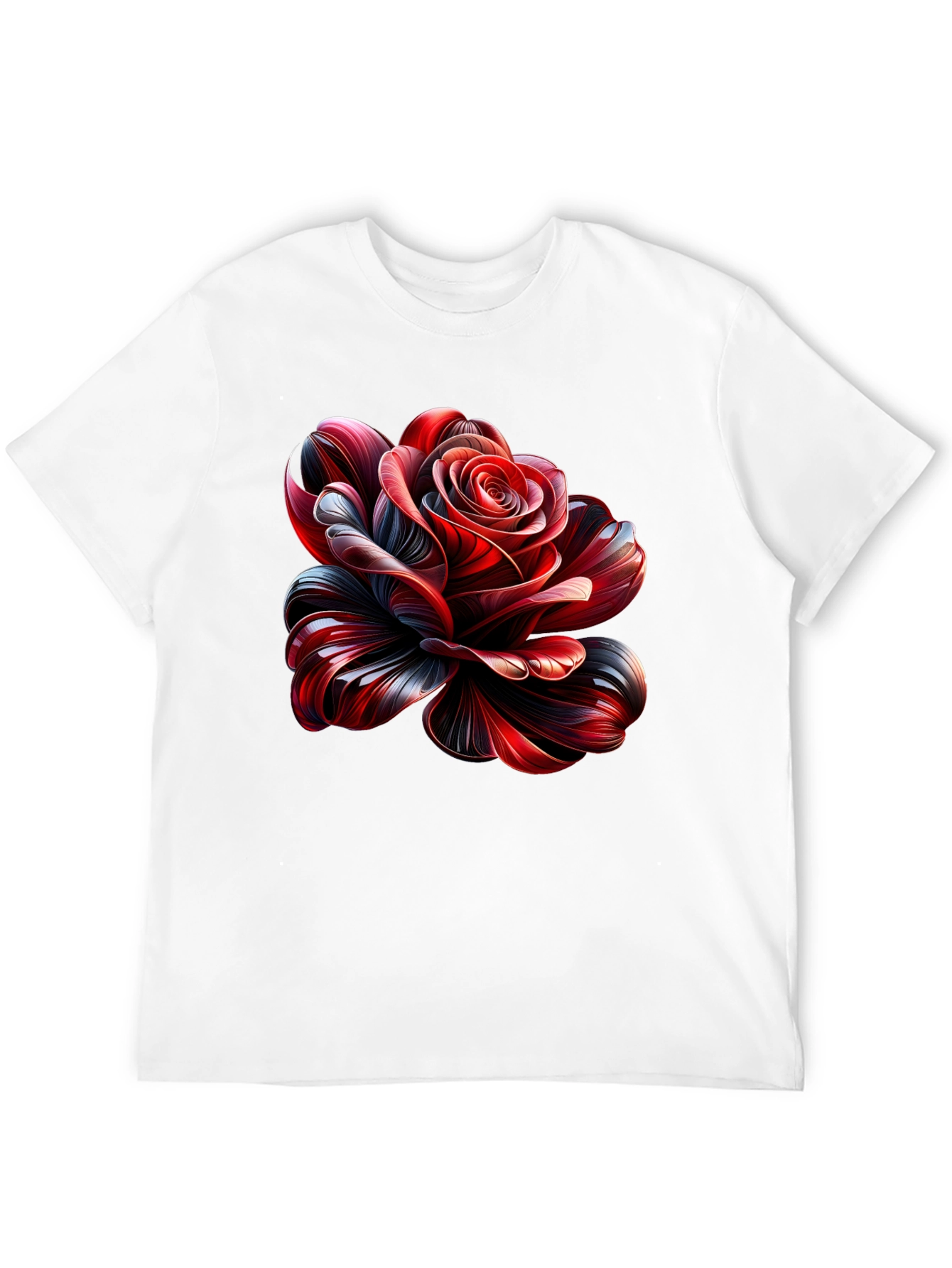 Elegant Rose Graphic Black T-Shirt