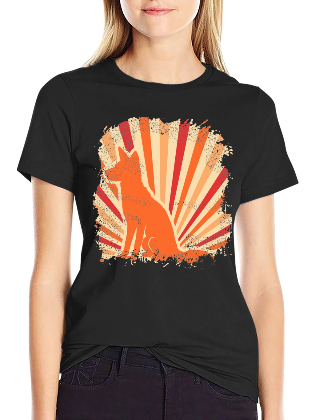 Retro Fox Graphic Tee - Black T-Shirt