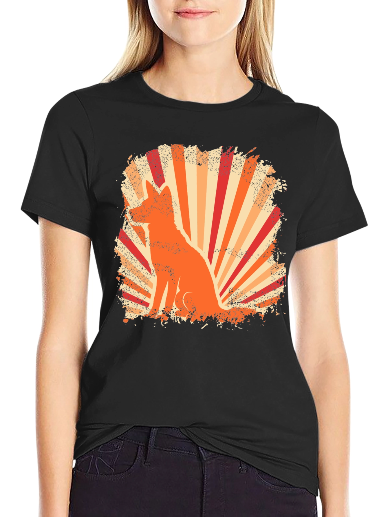 Retro Fox Graphic Tee - Black T-Shirt