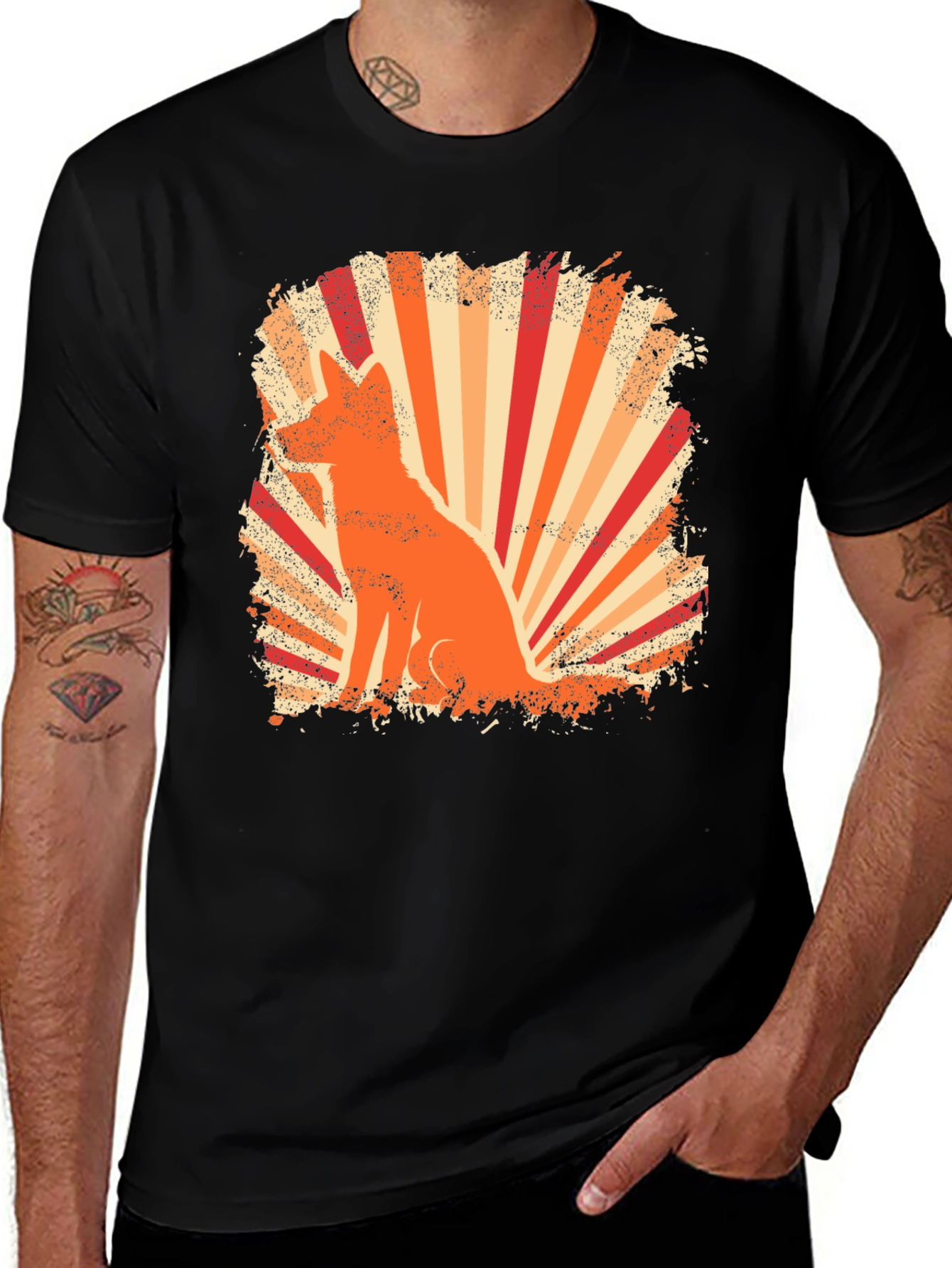 Retro Fox Graphic Tee - Black T-Shirt