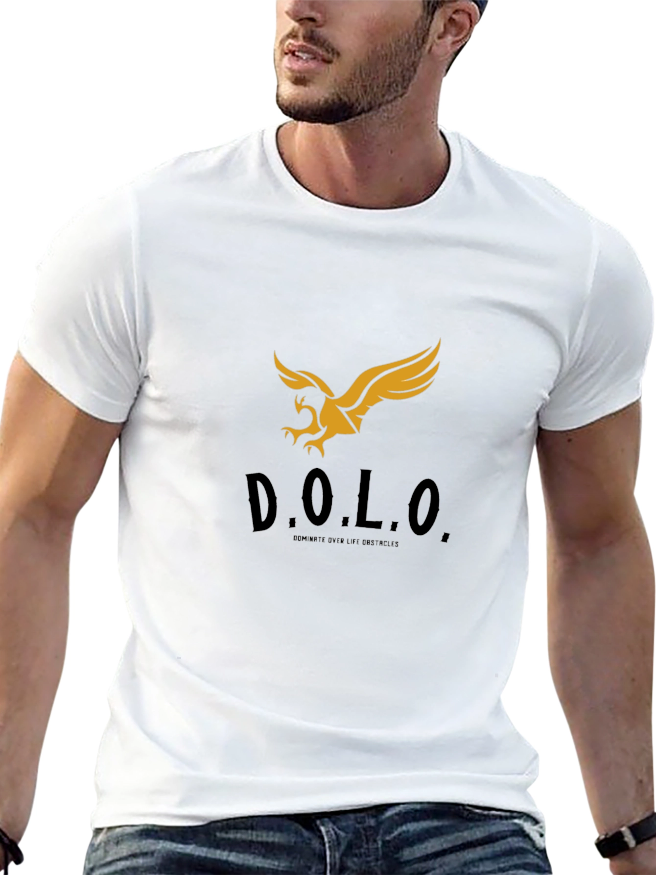 Black T-Shirt with Gold Eagle Graphic