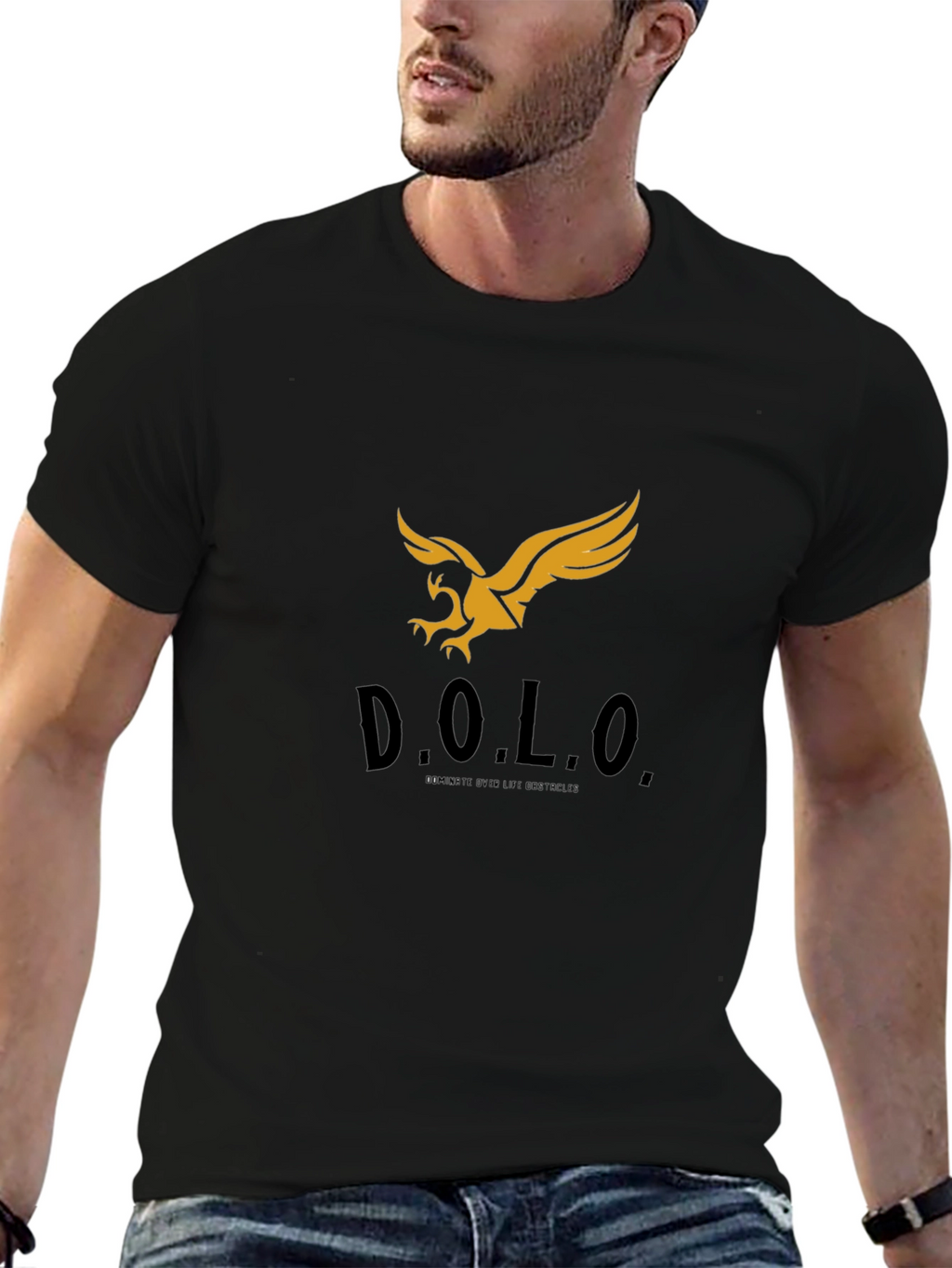 Black T-Shirt with Gold Eagle Graphic