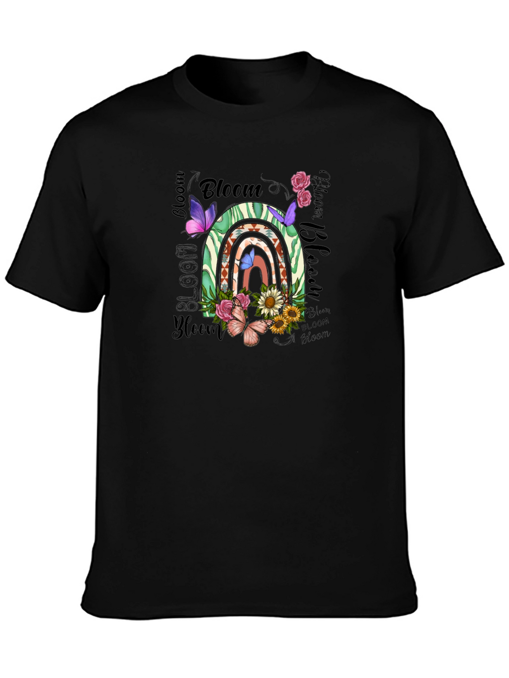 Bloom Graphic Tee - Floral Rainbow Design