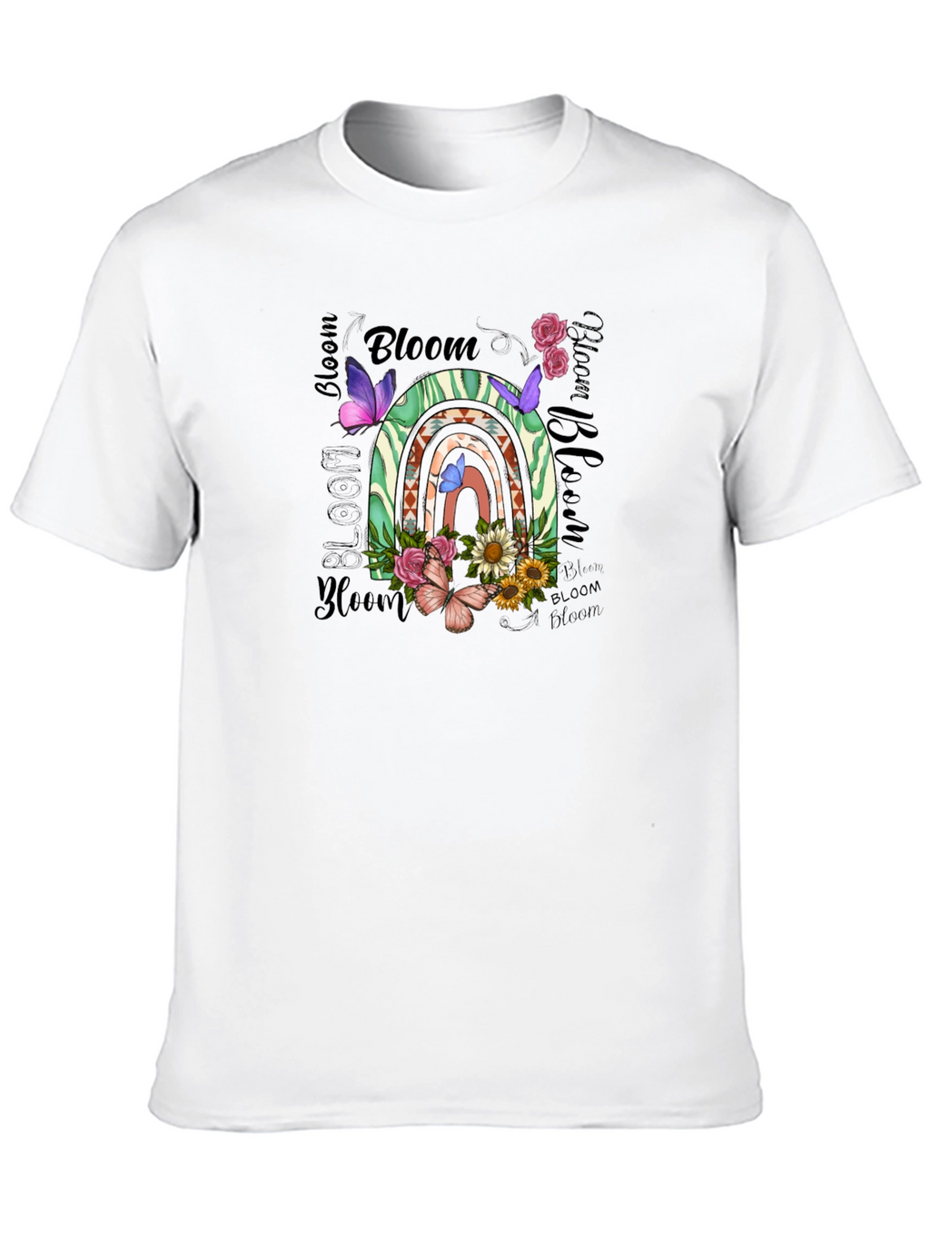 Bloom Graphic Tee - Floral Rainbow Design