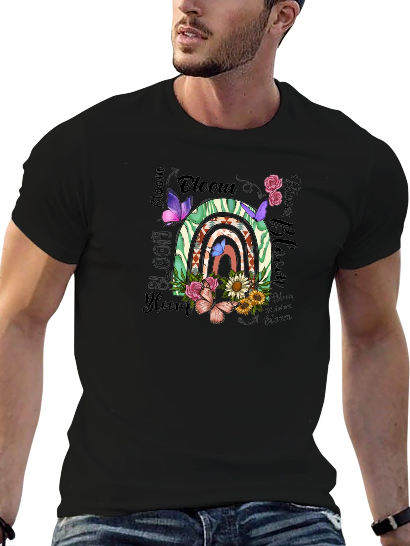 Bloom Graphic Tee - Floral Rainbow Design