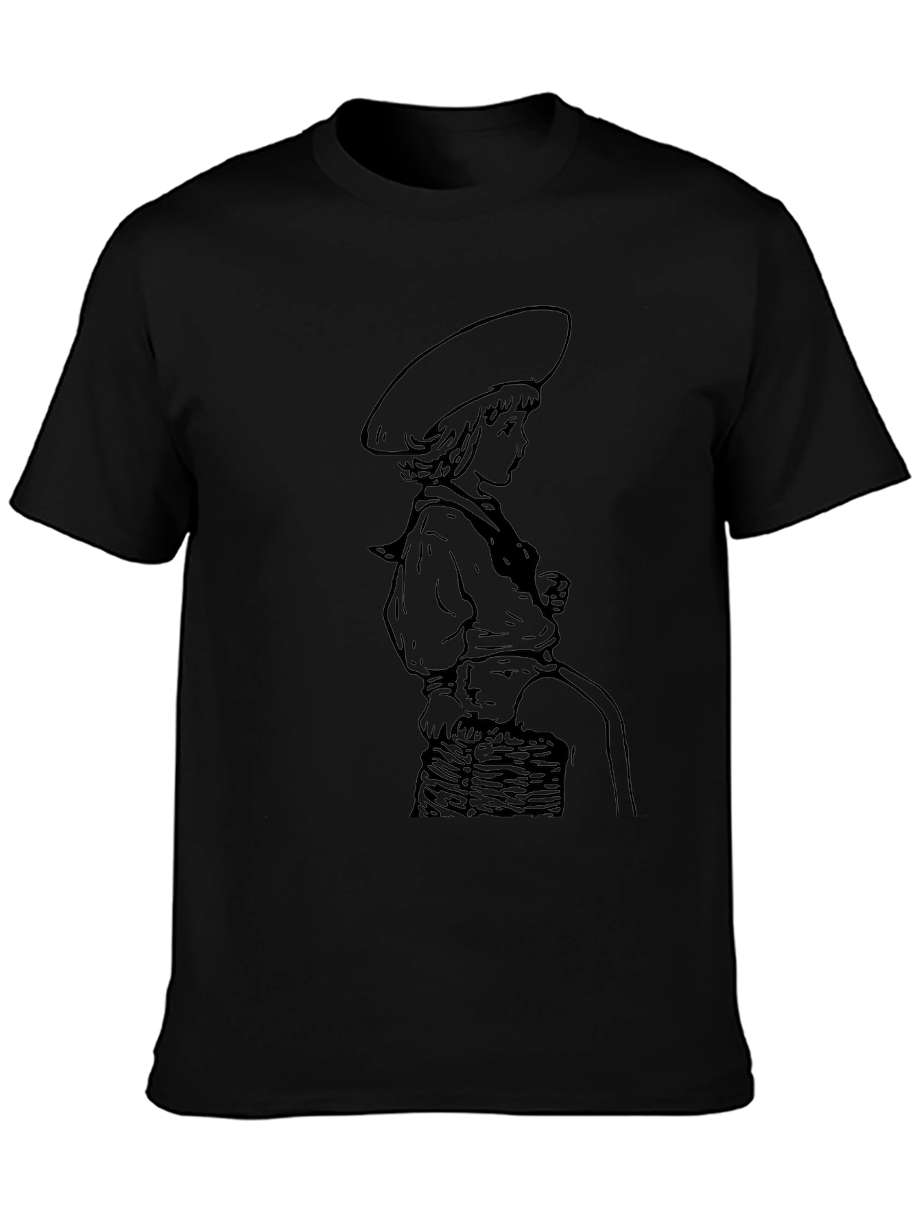 Black T-Shirt with Vintage Child Graphic